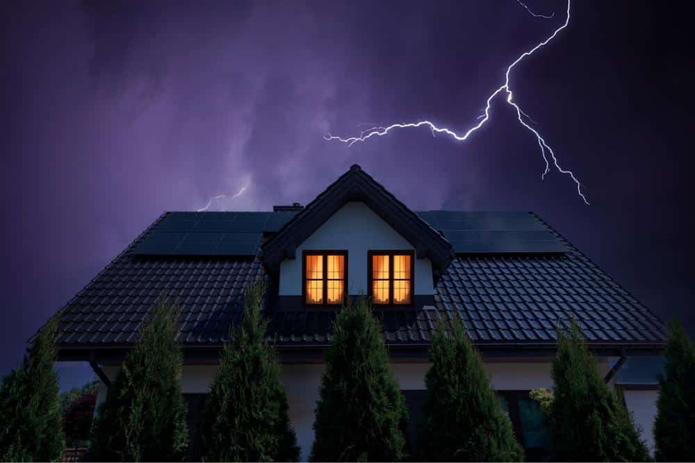 House during thunder storm