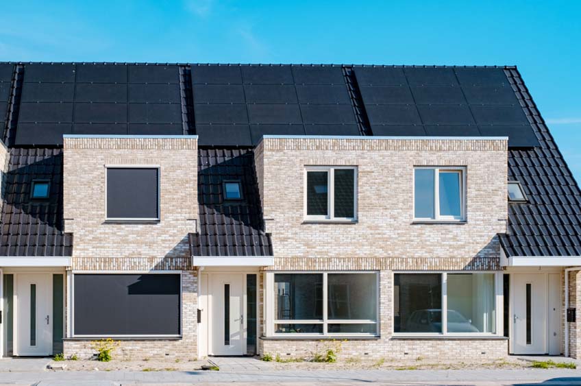 Townhomes with solar panels